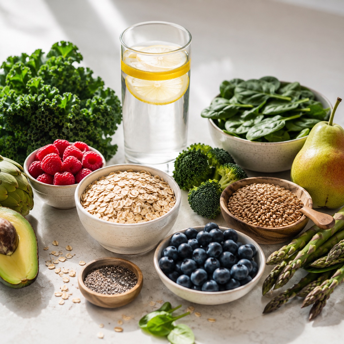 Alimentos frescos y coloridos para un desayuno nutritivo